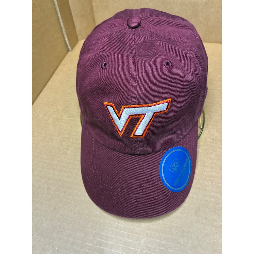 Virginia Tech Hokies Adjustable VT Cap Top of the World Hat Unisex OS Maroon